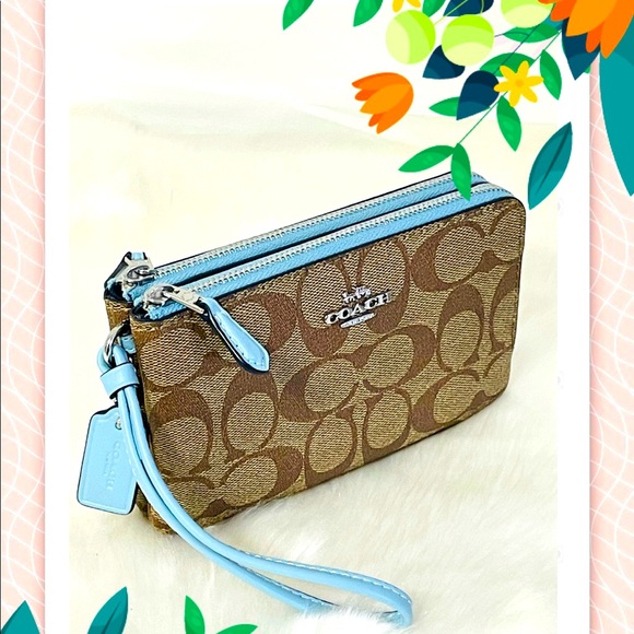 Coach Handbags - NWT Coach khaki Double Zip Wristlet.